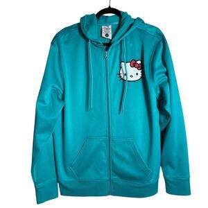 SANRIO HELLO KITTY Turquoise Fleece Full Zip Hoodie NEW Junior Size M